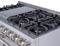 Six burners plus griddle section makes the 48 THOR Professional Range the center of your Kitchen