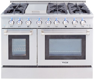 THOR 48 inch range double ovens and griddle