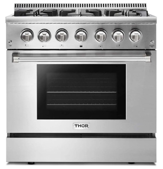 THOR 36 Dual Fuel Professional Range for natural gas