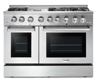 THOR 48 inch Dual Fuel Double Oven Range for natural gas